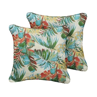 Starknows Outdoor Throw Pillow Covers Set of 2 Tropical Palm Blue Watercolor Flowers Leaves Summer Decorative Soft Bedroom Waterproof Outdoor Pillow case Cushion Couch 20X20 