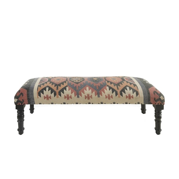 LR Home Melody Southwest Bohemian Red/Multi-Color Indoor Bench