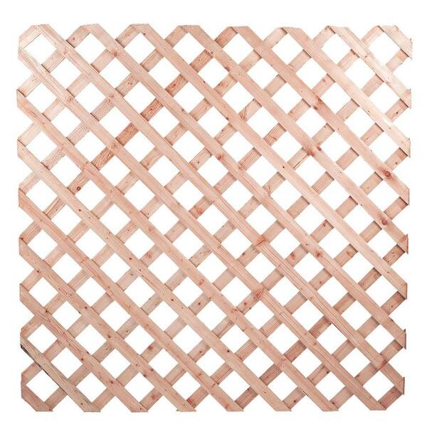 Unbranded 4 ft. x 8 ft. Pressure-Treated Spruce Pine Wood Lattice Plus Cedar Tone