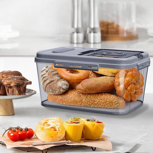 Lynzavix Airtight Bread Box w Clear Lid, Kitchen Countertop