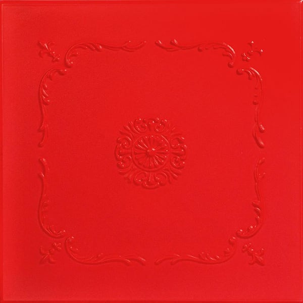 A La Maison Ceilings Bourbon Street Red 1.6 ft. x 1.6 ft. Decorative Foam Glue Up Ceiling Tile (21.6 sq. ft./Case)