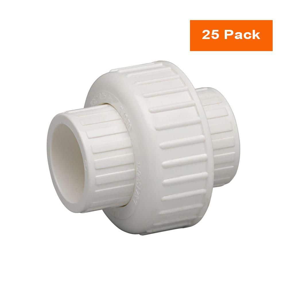 3/4 in. Schedule 40 PVC Pipe Union Fitting Slip x Slip (25-Pack)