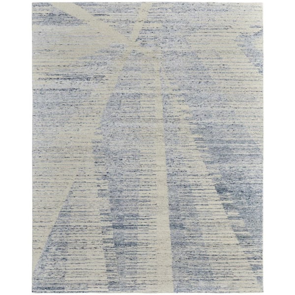 Blue 8 X 12 ft. Knotted Abstract Rectangle Indoor Area Rug