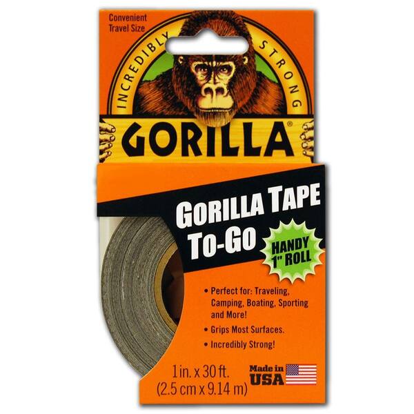 61001 Mini Duct Tape To-Go 1" x 10 yd Travel Size Black Gorilla Tape 