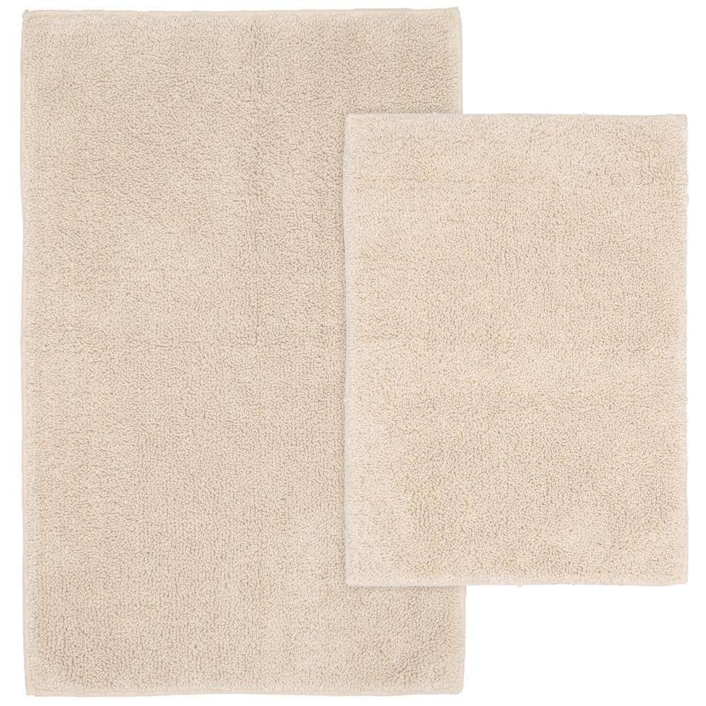 Natural Cotton Loop Design 2-Piece Bath Rug Set
