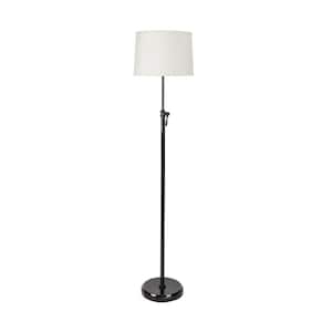 Simple Adjust 64.5 in. Oil Rubbed Bronze Floor Lamp with Linen Shade