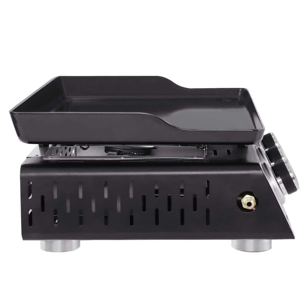 24 in. 3-Burner Portable Table Top Propane Gas Grill Griddle in Black - 1