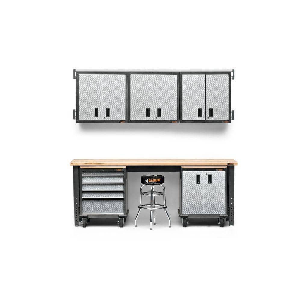 Adjustable Height Hammered Granite and Hardwood Workbench