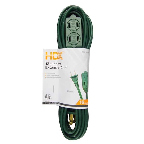 HDX 12 ft. 16/2 Green Cube Tap Extension Cord