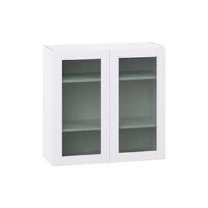 Bright White Shaker Assembled Wall Kitchen Cabinet with Glass Door (36 in. W x 35 in. H x 14 in. D)