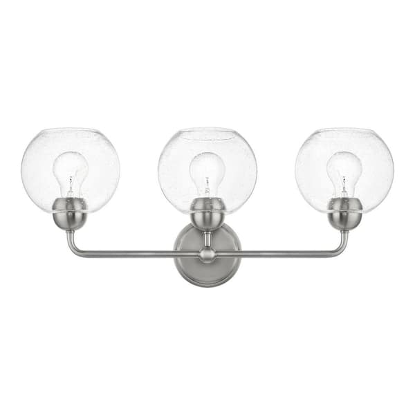 Home Decorators Collection Jill 24 in. 3-Light Brushed Nickel Vanity Light with Seeded Glass Shade