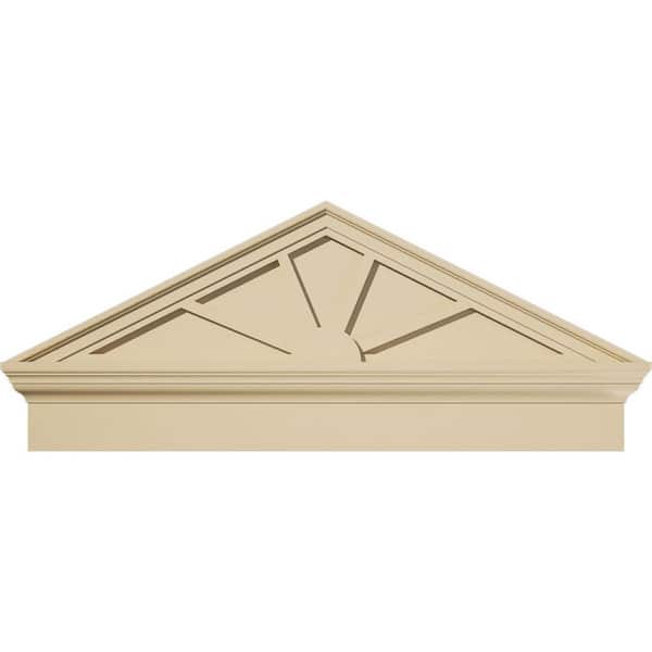 40 in. W x 16-7/8 in. H x 2-3/4 in. P (Pitch 6/12) Peaked Cap 4Spoke Signature Urethane Combination Pediment, Primed Tan