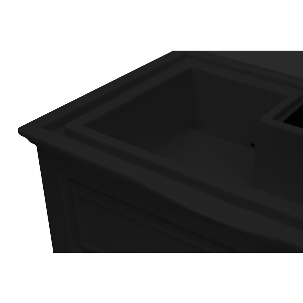 Savannah Black Plastic 50-Gallon Planter Rain Barrel