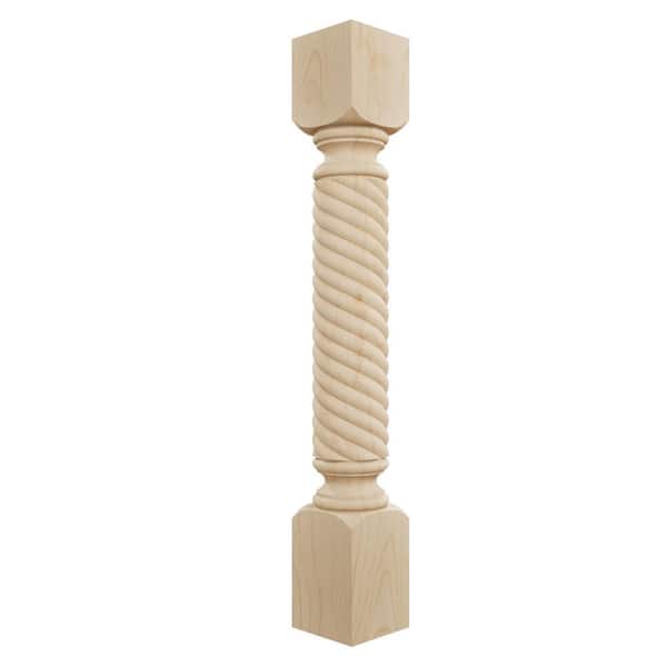 Ekena Millwork 5 in. x 5 in. x 35-1/2 in. Unfinished Alder Hamilton Rope Cabinet Column