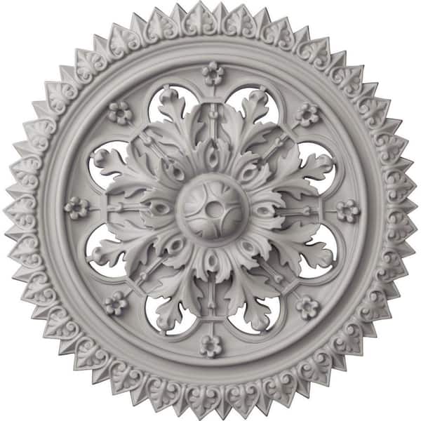 Ekena Millwork 21-5/8 in. x 2-1/2 in. York Urethane Ceiling Medallion (Fits Canopies upto 3-5/8 in.), Ultra Pure White