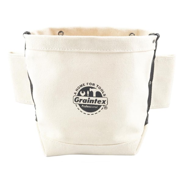 5 in. Large Pocket Nut and Bolt Tool Bag with Tunnel Loops for Belt in Heavy-Duty Canvas
