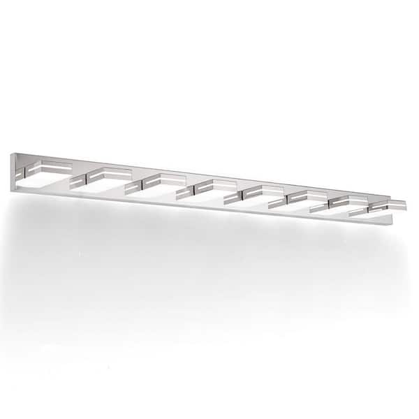 Modern 63 in. Chrome 8-Light Energy-Saving Integrated LED Vanity Light for Bathroom Living Room Passage