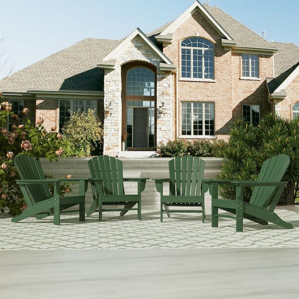 WESTIN OUTDOOR Mason Dark Green Poly Plastic Outdoor Patio Classic Adirondack Chair, Fire Pit Chair (Set of 4)
