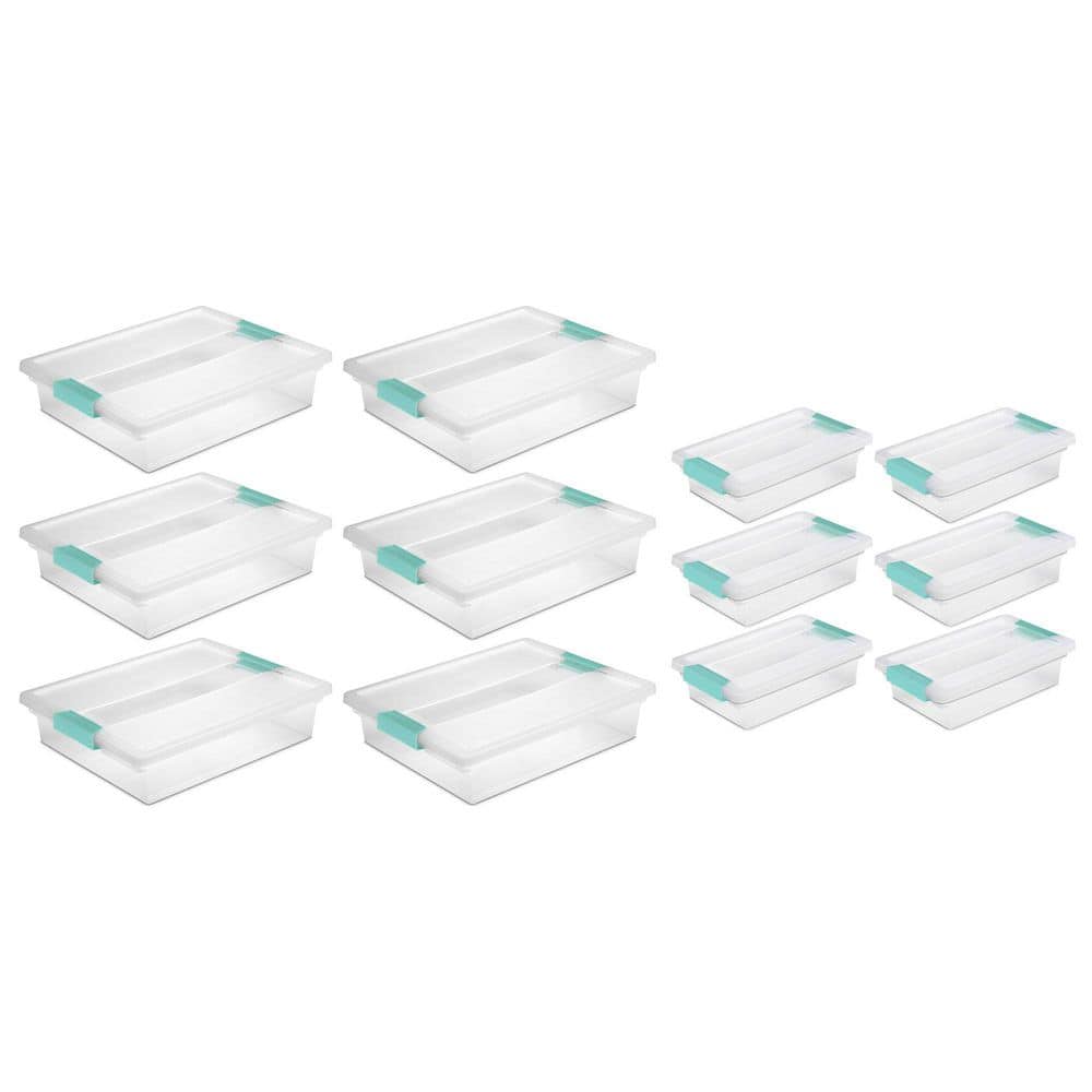 Sterilite Large Clip 5.5 Qt. Storage Box Container (6-Pack) + Small ...