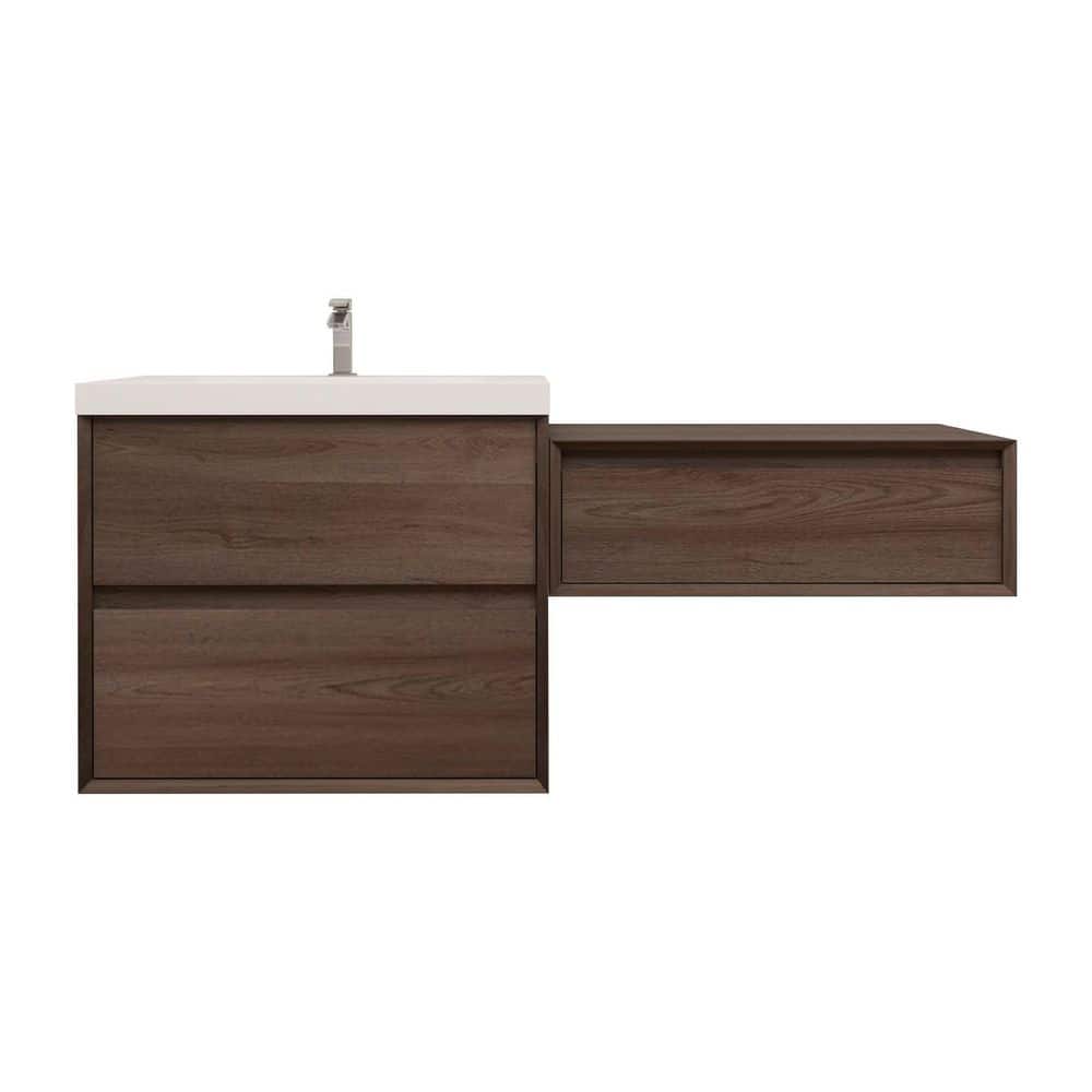 Kingdee 59 in. W x 20 in. D x 26 in. H Single Sink  and Side Table Counter Bath Vanity in Red Oak with White Acrylic Top price history on PriceWatchPro
