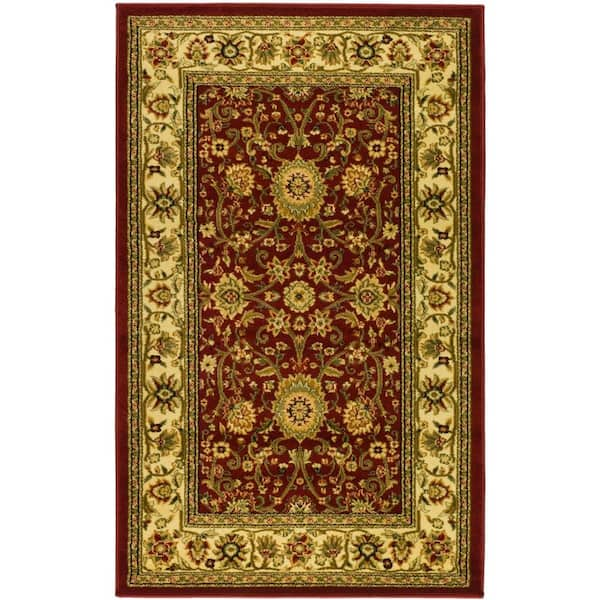 SAFAVIEH Lyndhurst Red/Ivory Doormat 3 ft. x 5 ft. Border Floral Antique Area Rug