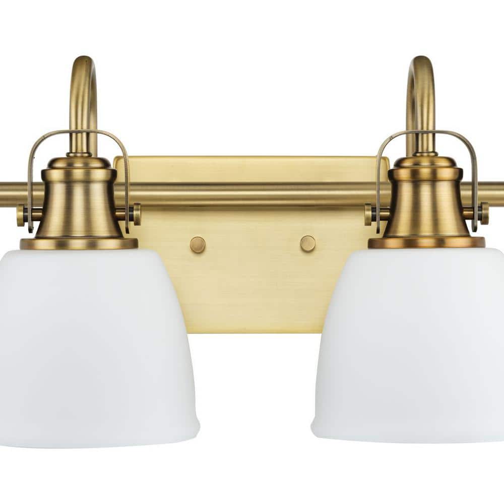 Vintage Brass 4-Light Vanity Fixture with Opal Glass Shades