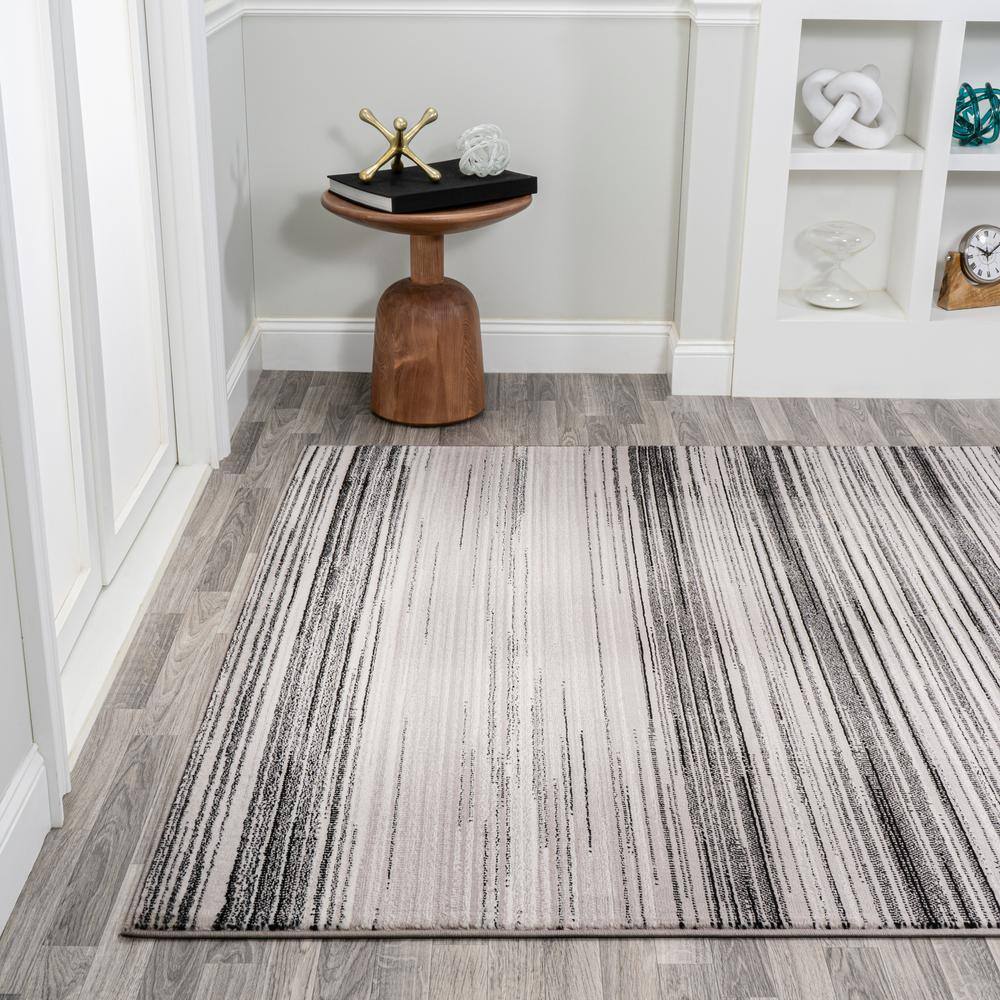 Austin Gradient Striped Gray and Black 5 x 8 Area Rug
