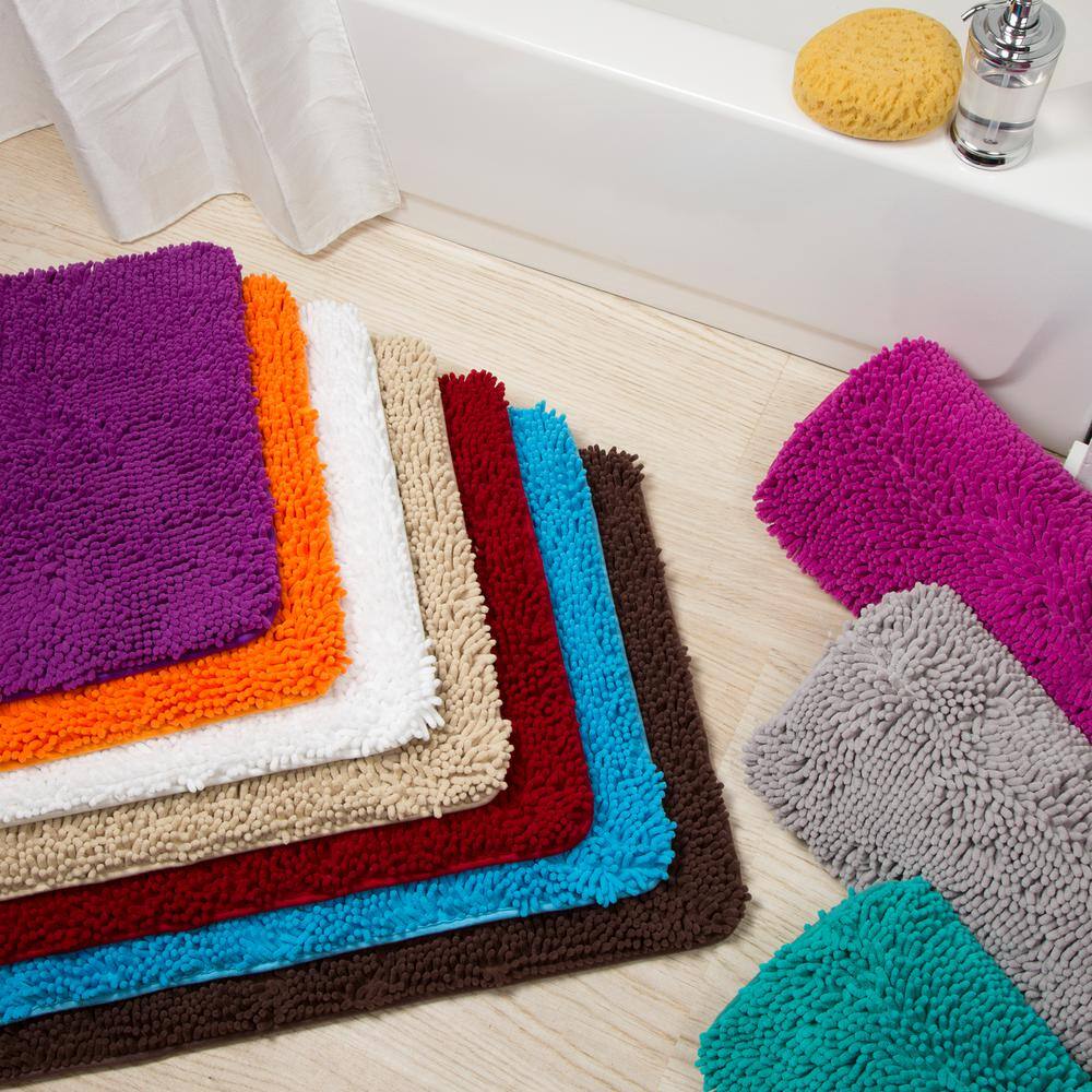 Burgundy Memory Foam Chenille Shag 2-Piece Bath Rug Set