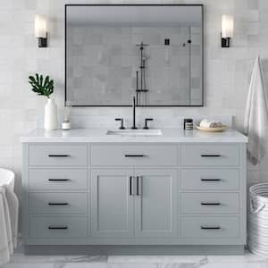 Hepburn 67 in. W x 22 in. D x 36 in. H Freestanding Bath Vanity in Grey with Carrara White Marble Top