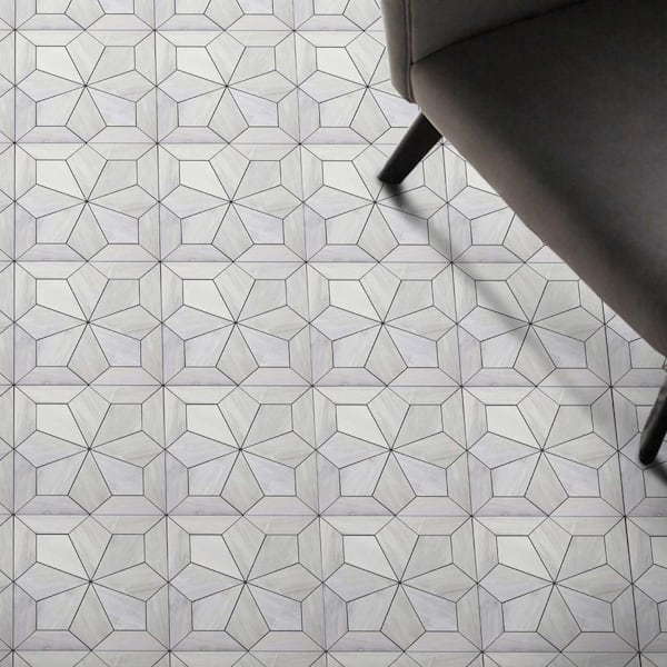 Blomma Floral 12 in. x 12 in. Honed Grigio Marble Mosaic Tile (9.81 sq. ft./Carton)