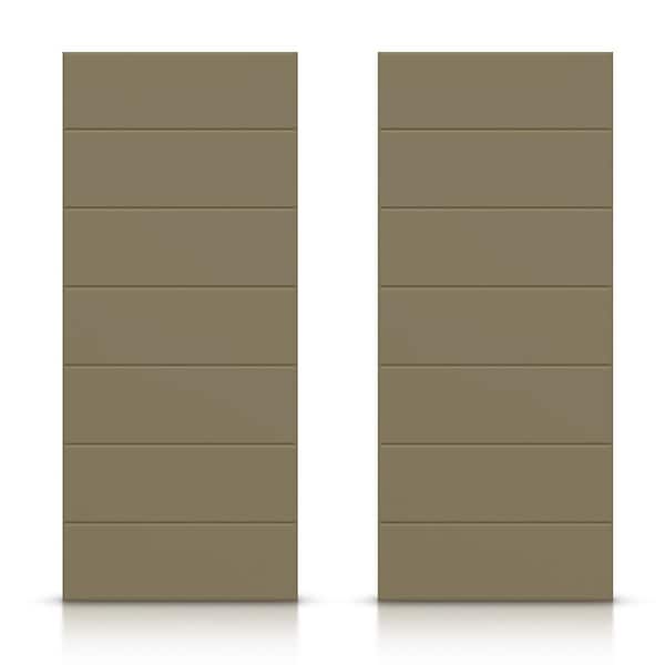 CALHOME 48 in. x 80 in. Hollow Core Olive Green Stained Composite MDF Interior Double Closet Sliding Doors