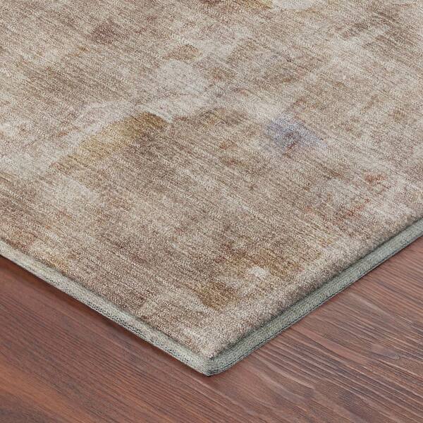 Mayfield Premium Machine Washable Abstract AMF2310 Beige 8 ft. x 8 ft. Round Rug