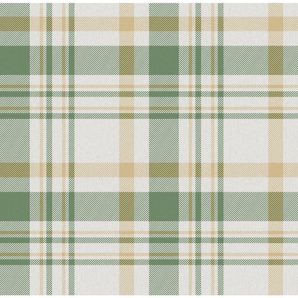 Unbranded Spring Blossom Collection Check Plaid Green/Yellow/Cream Matte Finish Non-Pasted Non-Woven Paper Wallpaper Roll
