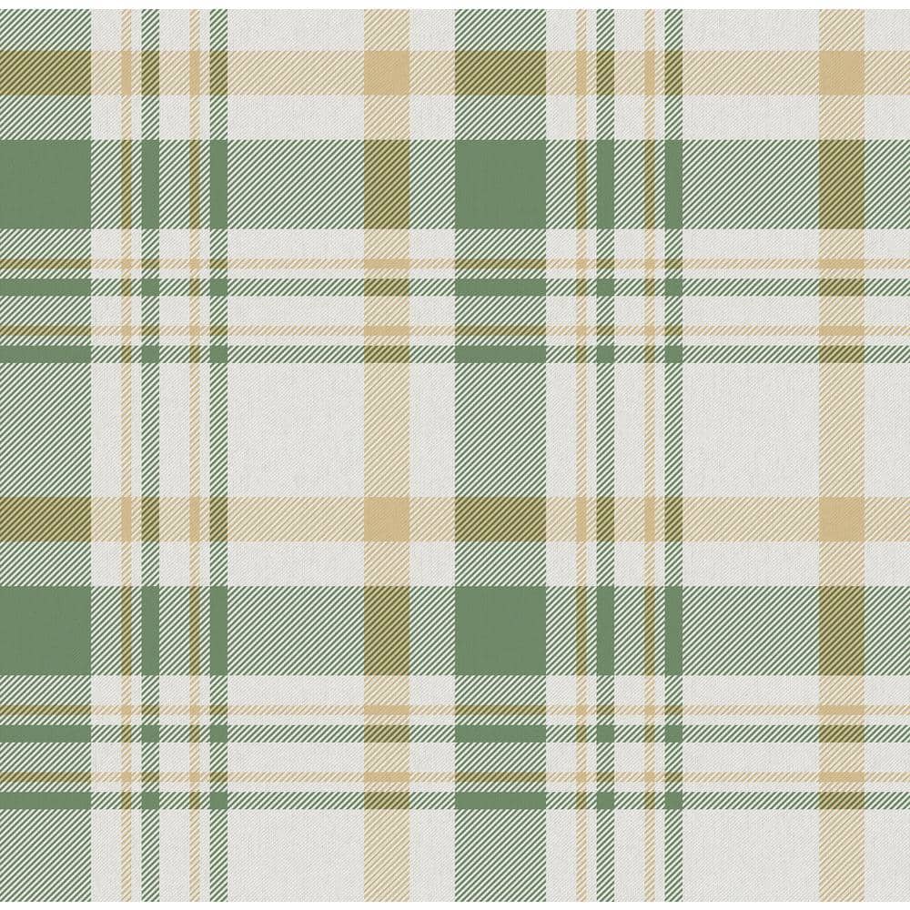 Spring Blossom Collection Check Plaid Green/Yellow/Cream Matte Finish Non-P
