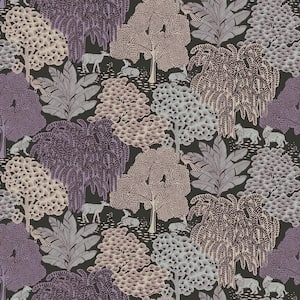 Garwood Grove Violet Grey Non-Woven Paper Removable Wallpaper