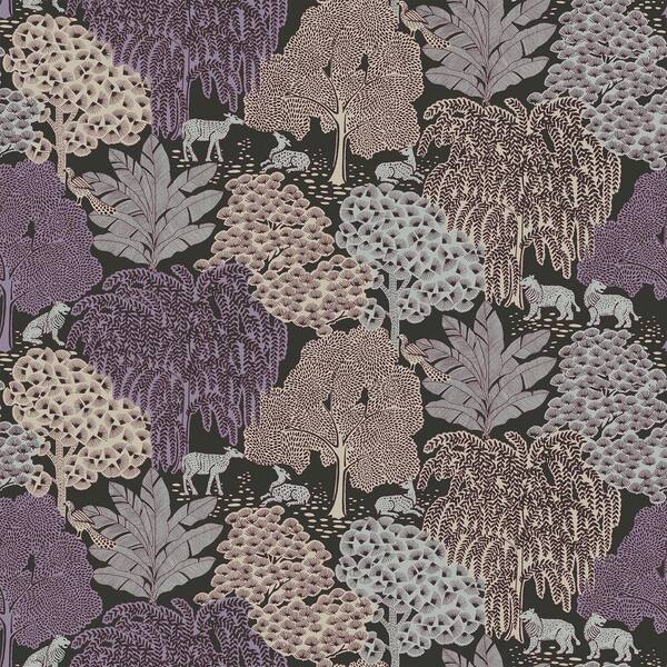 Laura Ashley Garwood Grove Violet Grey Removable Wallpaper Sample