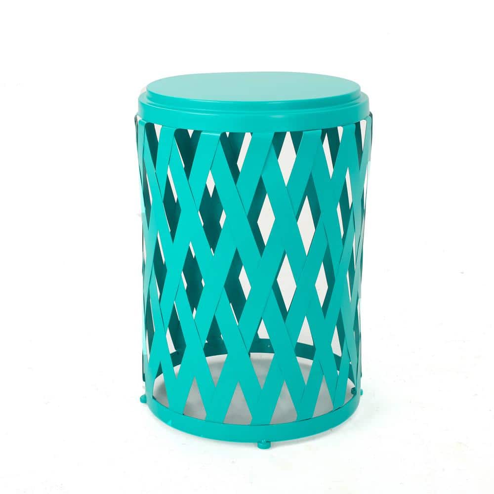 15.75 in. W x 22.25 in. H Outdoor Modern Round Side Table, Metal Frame, Lat