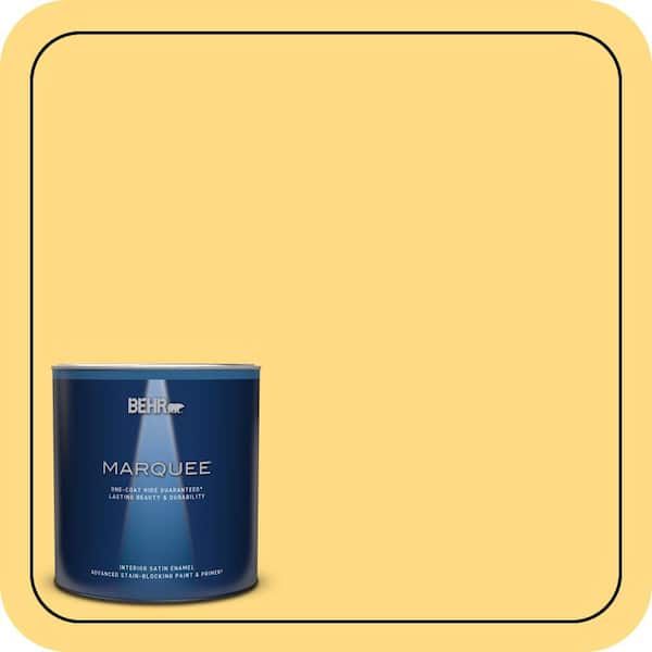 BEHR MARQUEE 1 qt. #P290-4 Spirited Yellow Satin Enamel Interior Paint & Primer