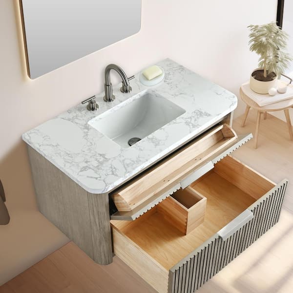 SUDIO Warren 36 in. W Floating Bath Vanity in Vintage Gray