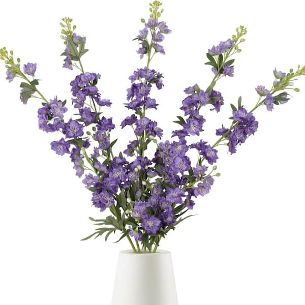 28.3 in Purple Artificial Flowers Faux Delphinium 5PCS Silk