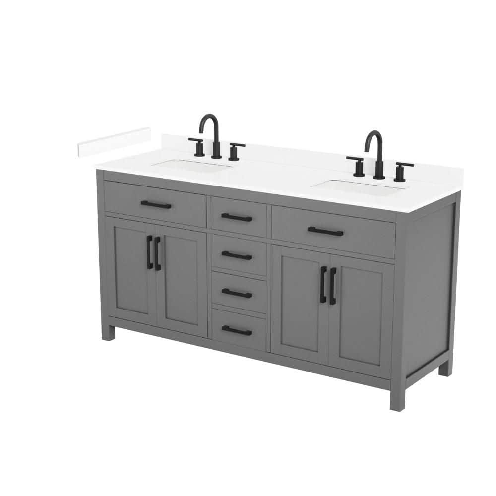 Beckett 66 in. Double Freestanding Dark Gray Bath Vanity with Top price history on PriceWatchPro