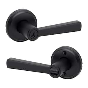 Trafford Matte Black Single Cylinder Keyed Entry Door Lever Handle Featuring SmartKey Security