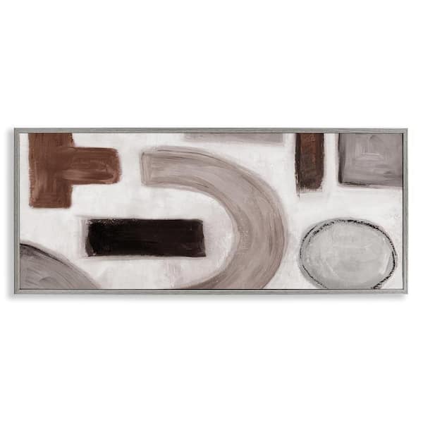 Stupell Industries Boho Geometric Shapes by Emma Peal Gray Framed Abstract Giclee Art Print 10 in. x 24 in.