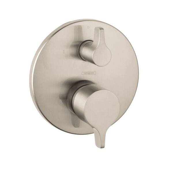 Hansgrohe S/E 2-Handle Pressure Balance Valve Trim Kit with Diverter in Brushed Nickel (Valve Not Included)