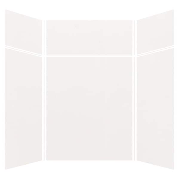 Expressions 60 in. x 60 in. x 96 in. 4-Piece Easy Up Adhesive Alcove Shower Wall Surround in White
