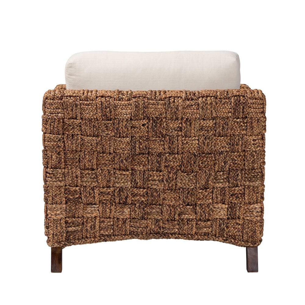 Vevina Mahogany and Woven Seagrass Arm Chair with Cushions