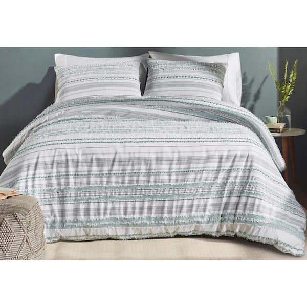 Better Trends Diana Stripe 2-Piece Aqua Twin Striped Design 100% Cotton Comforter Set