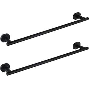 Bathroom 24 in. Wall Mounted Towel Bar in Stainless Steel Matte Black-2 Pack