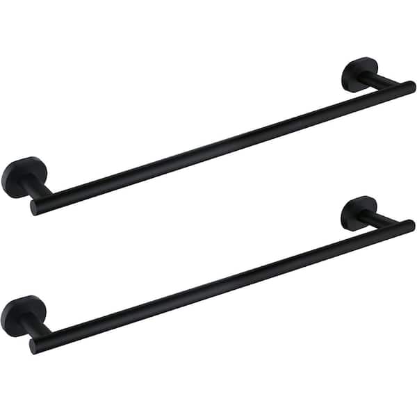 ruiling Bathroom 24 in. Wall Mounted Towel Bar in Stainless Steel Matte Black-2 Pack