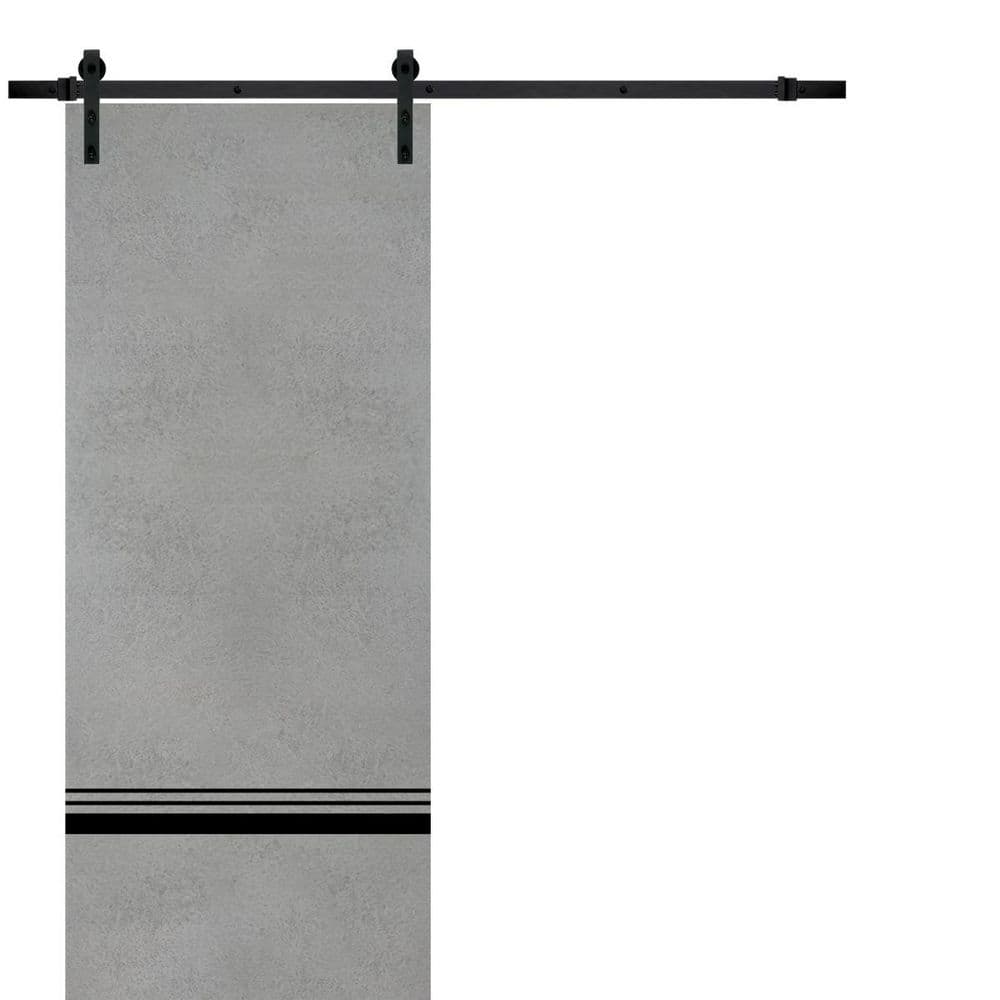 Assembly Required 30 in. x 84 in. 1-Panel Concrete Solid Wood with Honeycomb Sliding Barn Door with Hardware Kit price history on PriceWatchPro